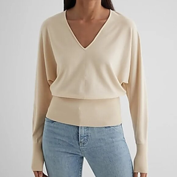 Express Gold Band Bottom V-neck Sweater XS - Picture 7 of 7